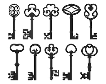 Diseño de bordado de llave vintage, archivo de bordado a máquina de llave esqueleto, descarga instantánea de bordado de llave antigua