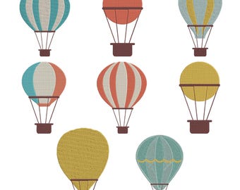 Hot Air Balloon Machine Embroidery Design, Sky Balloon Embroidery Design, Travel Embroidery, Balloon Embroidery, Instant Digital Download
