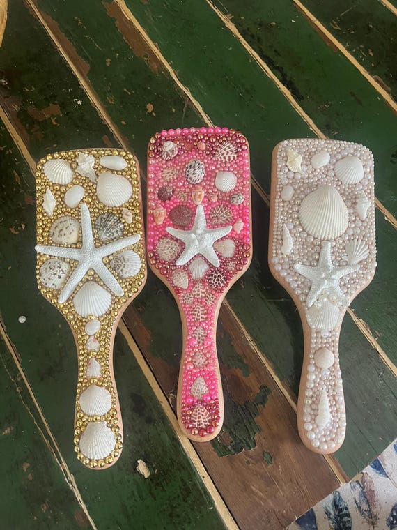 Mermaid Hair Brush: Seashell & Pearl Decorated Beach Gift - Etsy display picture 1