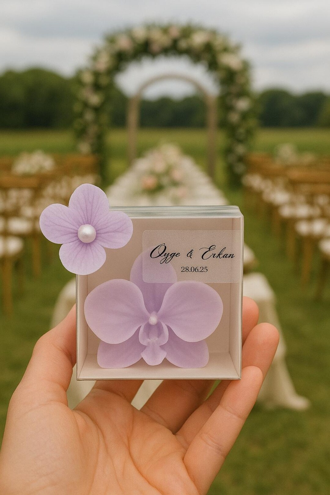 Personalized Purple Lilac Flower Detail Orchid Candle Wedding Favors ...