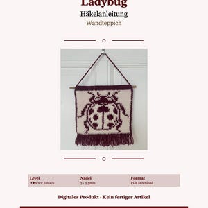 Ladybug Crochet Pattern PDF | Ladybug Wall Hanging | Tapestry Crochet Pattern | Digital Download | Beginner Crochet Pattern