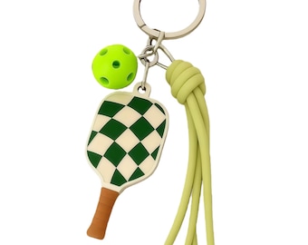 Pickleball Paddle keychain with mini pickleballs