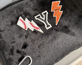 Personalized Initial plus two patches Fleece Travel Blanket with Zippered Carrying Case