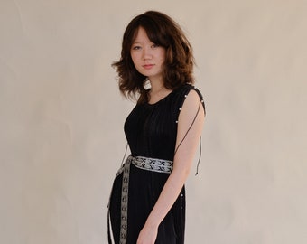 Fortuny Inspired Pleated Black Gown