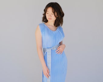 Fortuny Inspired Pleated Gown light blue