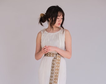 Fortuny Inspired Pleated Ivory Silk Gown