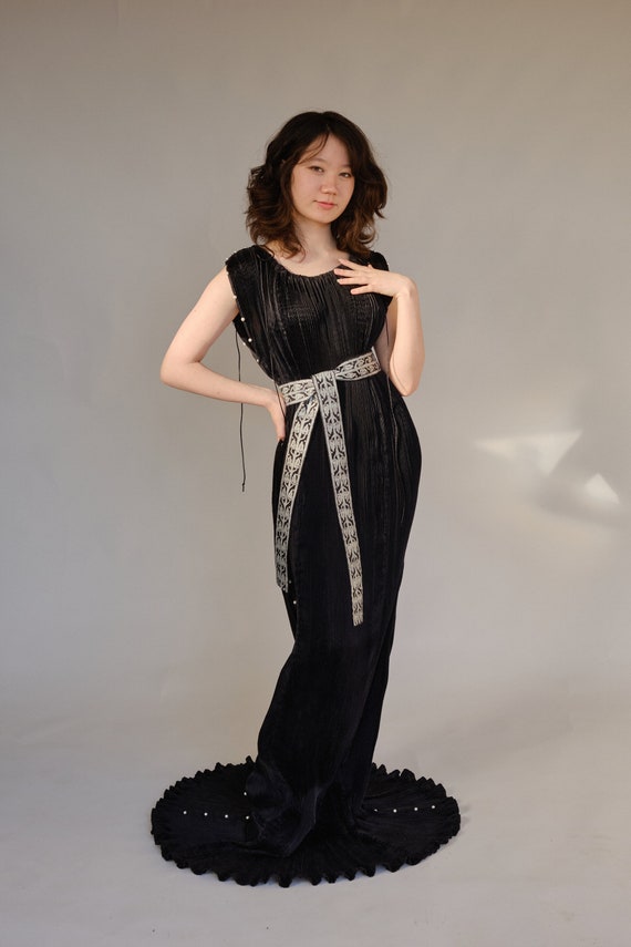 fortuny pleated dress Fortuny Inspired Pleated Black Gown
