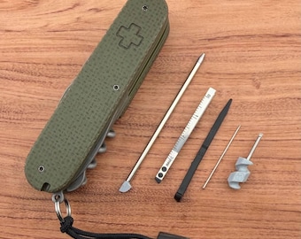 Custom Victorinox Climber 91mm | Dark Green Micarta Scales, Army Green G10 Liners, Black Tools | Handmade Swiss Army Mod
