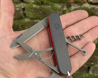 Custom Victorinox Compact | Carbon Fiber Scales | Red G10 Liners