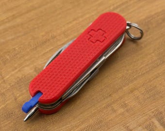 Custom Victorinox 58mm Scales | Red Textured G10 with Pen Slot | Transform Classic SD into Signature