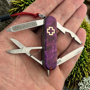 Custom Victorinox Manager 58mm | Stabilized Mapl Burl Scales | Brass Liners
