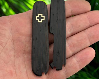 Wenge Wood Plus Scales for Victorinox 84 mm | Brass Logo