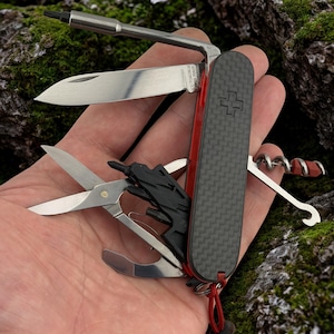 Custom Victorinox CyberTool Compact 91mm | Red G10 Liners & Carbon Fiber Scales