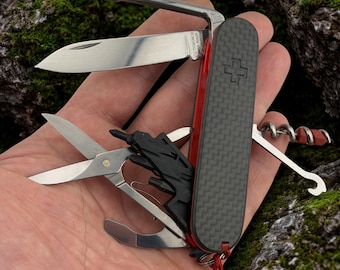 Custom Victorinox CyberTool Compact 91mm | Red G10 Liners & Carbon Fiber Scales