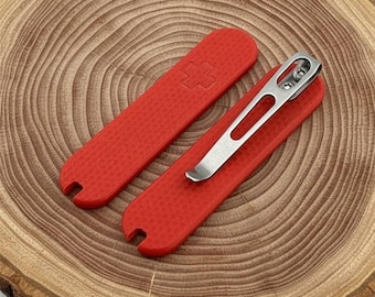 Custom Red G10 Scales With Pocket Clip For Victorinox 58mm