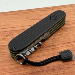 Custom Victorinox Compact | Black Micarta Scales | Dark Green G10 Liners image 7