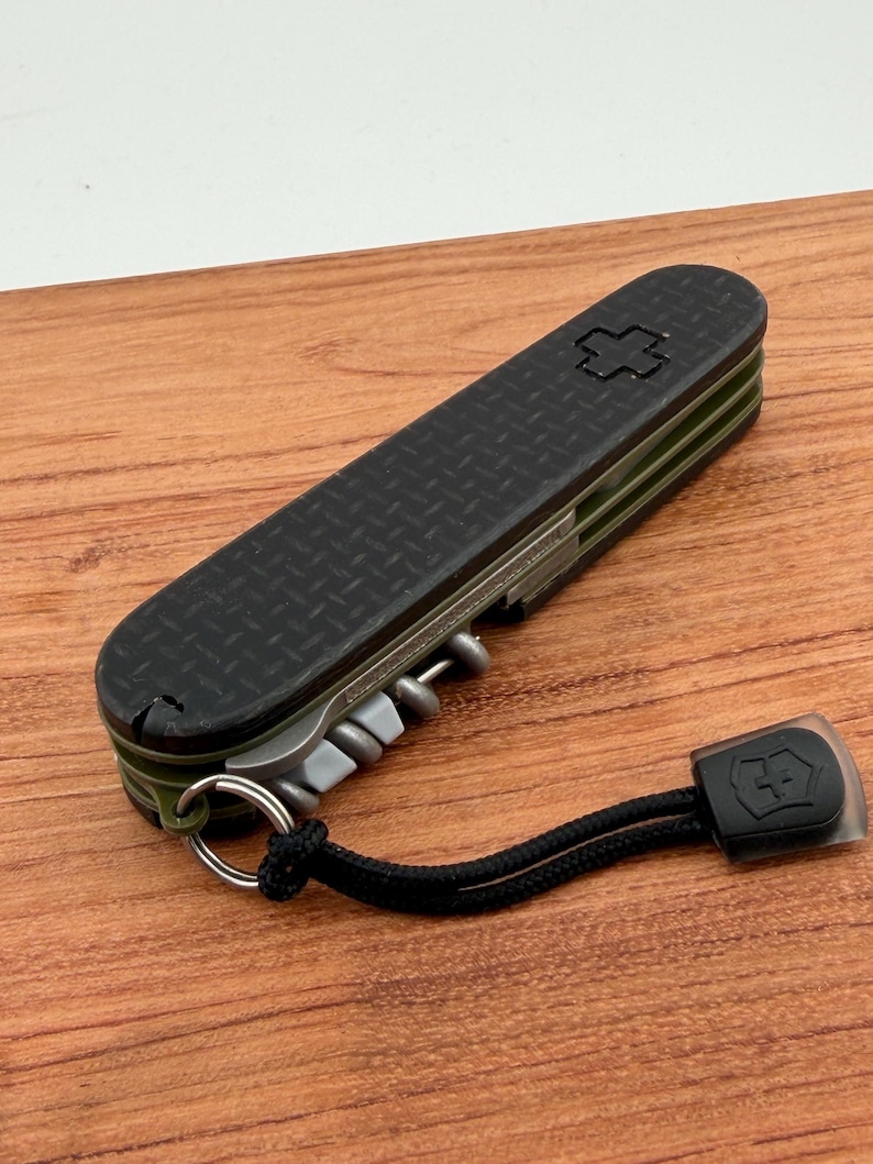 Custom Victorinox Compact | Black Micarta Scales | Dark Green G10 Liners image 7