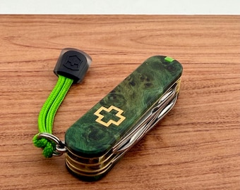 Custom Victorinox Mini Champ Stabilized Maple Burl Brass Liners