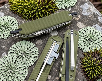 Custom Victorinox Army Green G10 Scales With Tweezers, Toothpick, Pin & Retractable Pen Slots