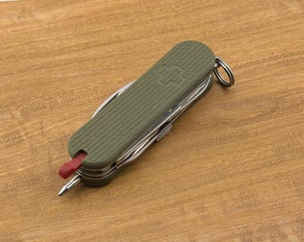 Army Green Textured G10 Scales for Victorinox 58mm | Pen Slot Upgrade