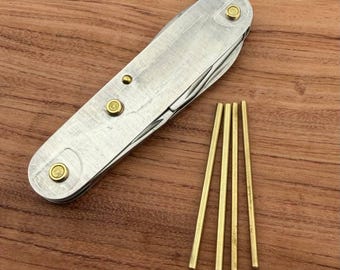 Brass Pin Set for Victorinox 91mm Assembly | 2.2mm & 2.5mm Pins | 50mm Length | Set of 4