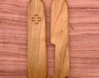 Custom Mulberry Wood Scales Plus für Victorinox 91 mm | Extra Slots für Pen & Werkzeuge | Handgemachte Schweizer Armee Griffe