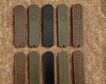 Benutzerdefinierte Skalen für Victorinox 58 mm | Burlap Micarta mit Zubehör Schlitzen