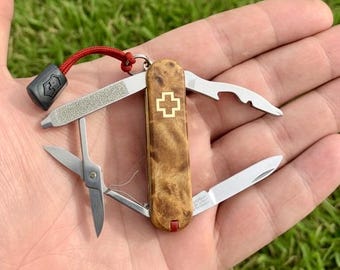 Custom Victorinox Rambler 58mm | Stabilized Birch Burl Scales | Brass Liners