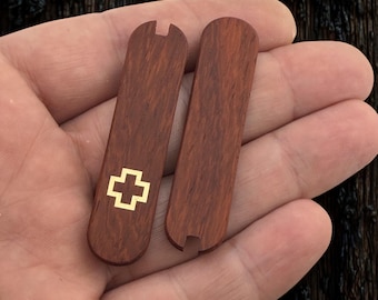 Custom Scales For Victorinox 58mm Rosewood  With Brass Inlay Logo