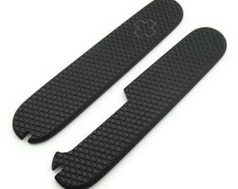 Custom G10 Scales for Victorinox 91mm | Black Diamond Textured Non-Slip Finish | Handmade Swiss Army Mod Handles