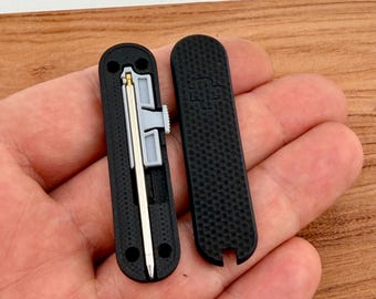 Custom Victorinox 58mm Black G10 Scales with Pen Slot