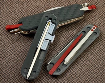Custom Victorinox Carbon Fiber Scales With Tweezers, Toothpick, Pin & Retractable Pen Slots
