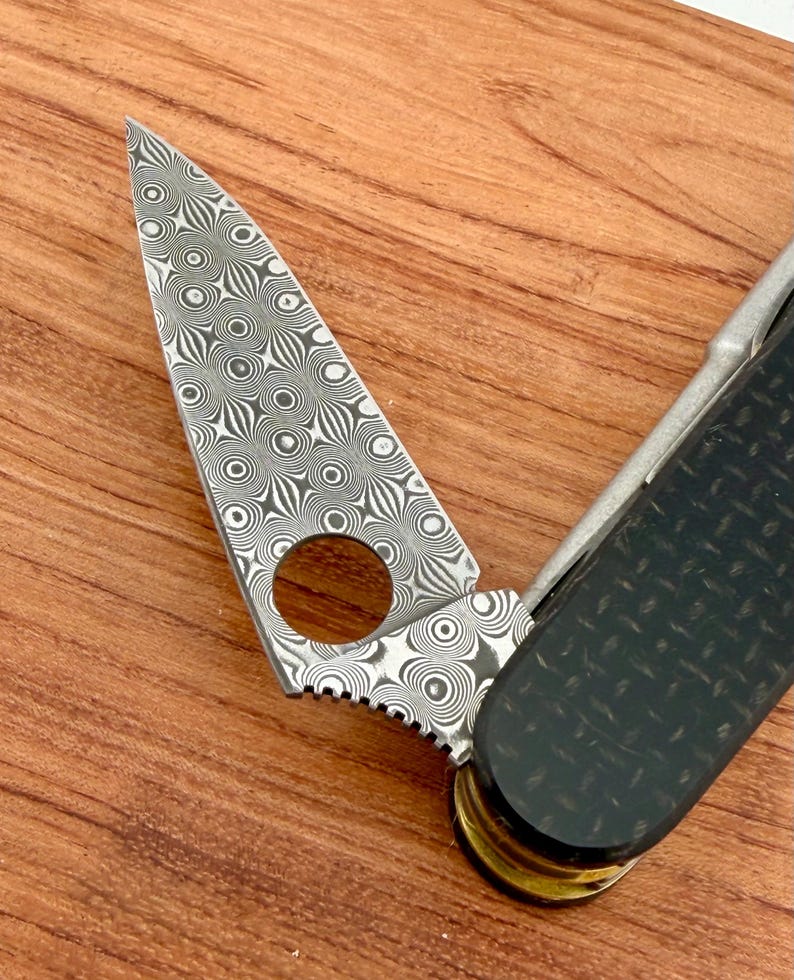 Custom Victorinox Sybertool Compact | Black Micarta Scales | Brass Liners | Damascus Spyderco style blade image 11