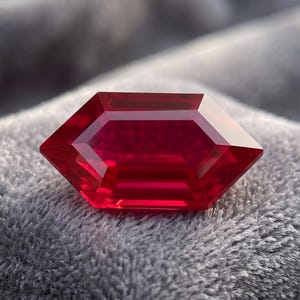 18x10mm Hexagon Red Ruby Loose Gem | Step Cut Lozenge Stone for East-West Engagement Ring, Solitaire Pendant & Jewelry Design
