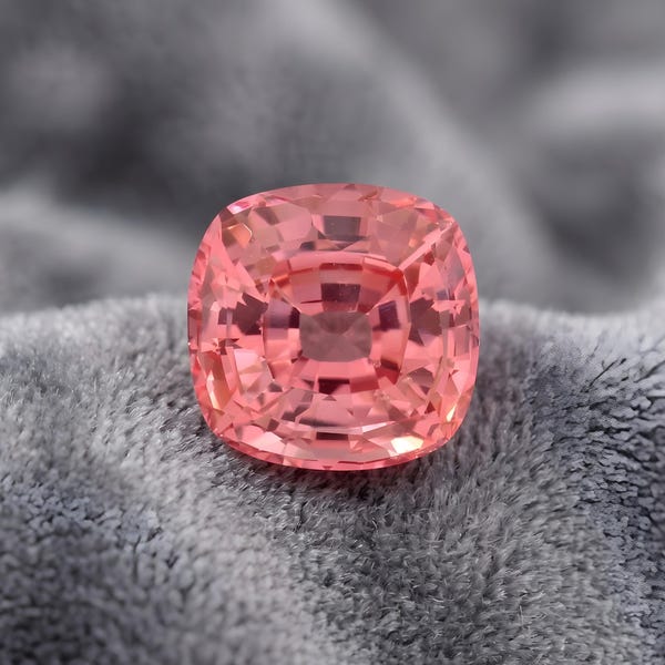 12x12mm Padparadscha Sapphire Cushion Cut Shape Loose Gemstone, September Birthstone, Engagement Ring Design Stone, and Fine Jewelry Making