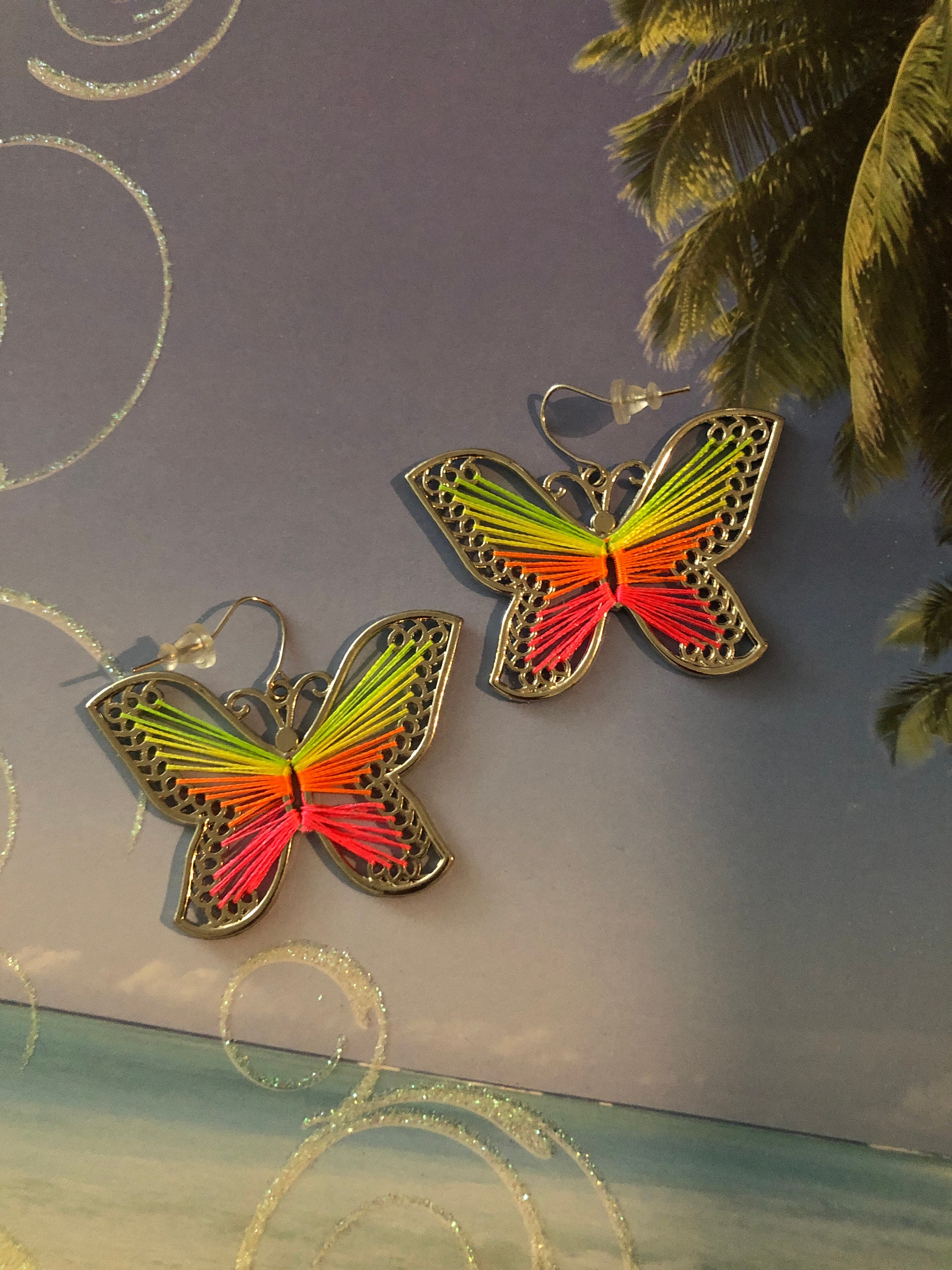 Green Butterfly Wing Earrings - California Shop Small