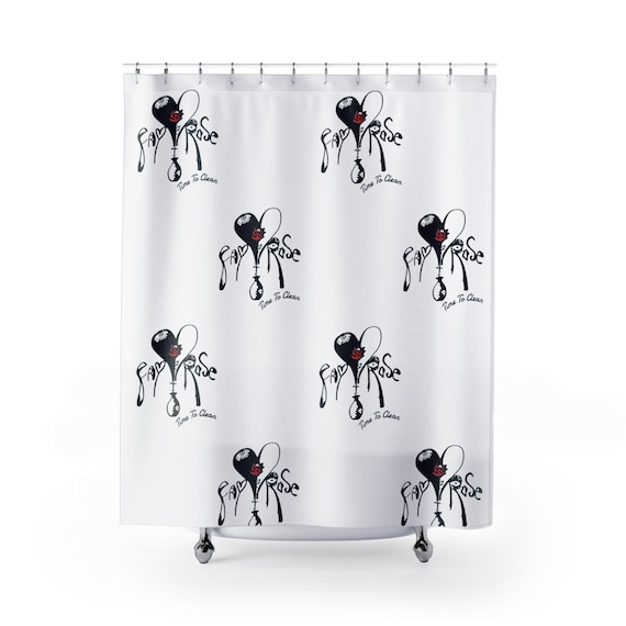 Fay Rose Logo Time to Clean Fabric Message Shower Curtains - Unique, Decorative & Functional
