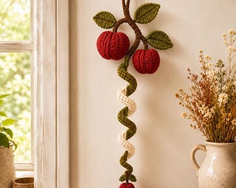 Apple Crochet Pattern PDF, Orchard Branch Spiral Hanging Decor