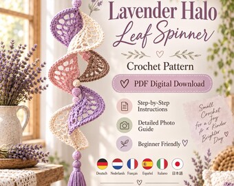 Crochet Wind Spinner Pattern PDF, Pastel Lace Leaf Hanging Decor