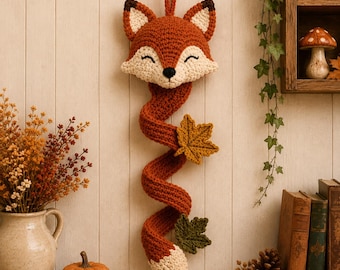 Fox Wall Hanging Crochet Pattern PDF, Autumn Woodland Spiral Decor