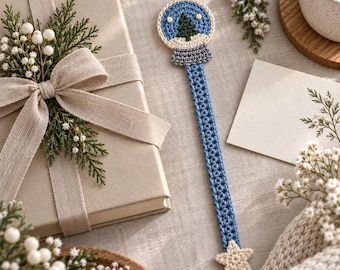 Snow Globe Bookmark Crochet Pattern PDF, Christmas Tree Winter Bookmark, Visual Guide