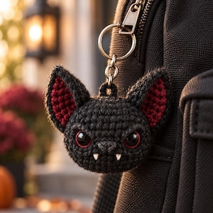 Bat Keychain Crochet Pattern PDF, Gothic Vampire Bat Amigurumi, Halloween Bag Charm, Step-by-Step Visual Guide