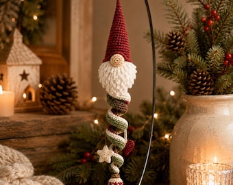 Christmas Gnome Crochet Pattern PDF, Spiral Hanging Ornament, Festive Holiday Decor