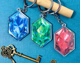 Legend of Zelda Keychain, Rupee Charm, Zelda Gift