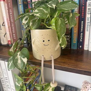 Smiling Face Planter with Rope Legs | Happy Facepot | Succulent Face Planter Pot: Ceramic with Rope Legs | Mother's Day Gift