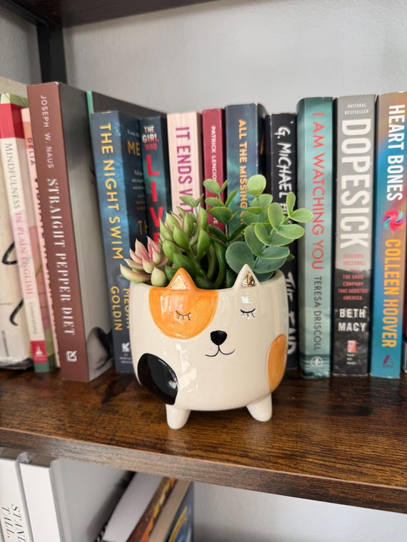 Cat Planter | Calico Ceramic Planter Pot | Gift for Cat Lovers | Cat Pot for Succulents | Birthday Gift Idea | Mother's Day Gift