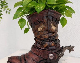 Rustic Cowboy Boot Planter – Resin Western Cowboy Boot Vase | Farmhouse decor | Mother's Day Gift