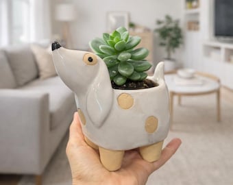Dog Planter | Dog Ceramic Planter Pot | Gift for Dog Lovers | Dog Pot for Succulents | Birthday Gift Idea | Mother's Day Planter