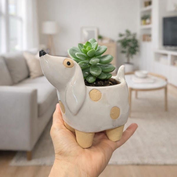Dog Planter | Dog Ceramic Planter Pot | Gift for Dog Lovers | Dog Pot for Succulents | Birthday Gift Idea | Birthday Gift