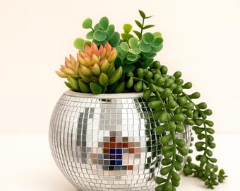 Disco Ball Planter | Succulent Planter | Disco Metal Planter Pot | Valentines Day Gift